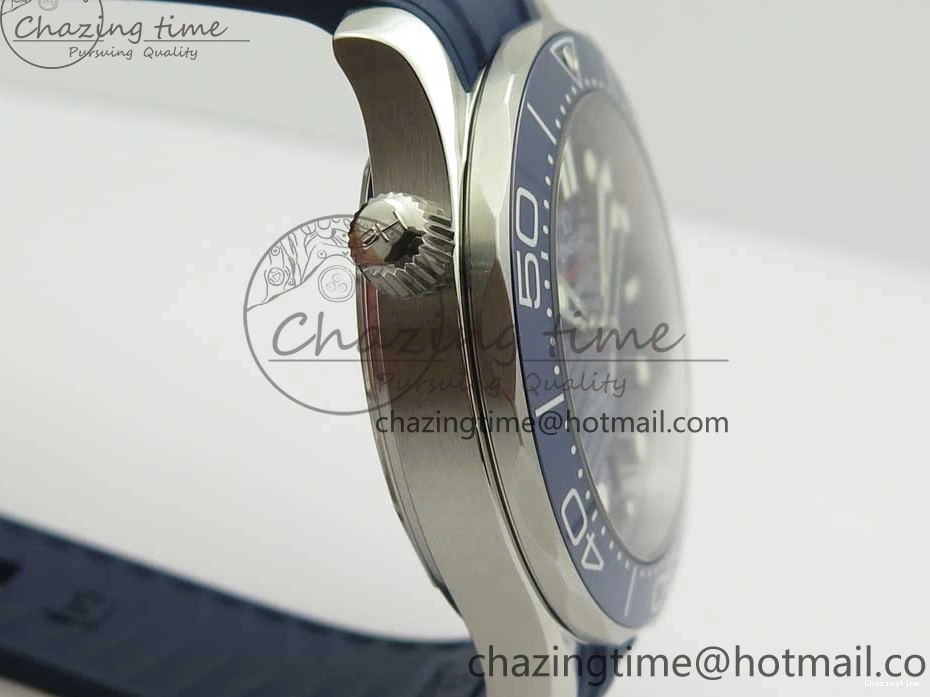 0321 Lightweight 2018 Seamaster Diver 300M VSF 1:1 Best Edition Blue Ceramic Blue Dial on Blue Rubber Strap A8800 V2 (Black Balance Wheel) 7961